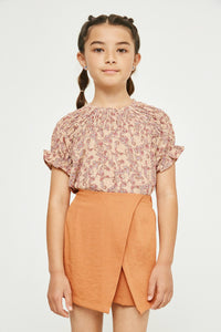 GY2926 RUST Girls Elastic Waist Soft Skort Front