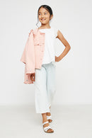 GY2940 OFF WHITE Lace Shoulder Eyelet Peplum Top Full Body