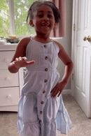 GY2943 BLUE Girls Button Down Ruffle Tiered Sleeveless Dress Gif