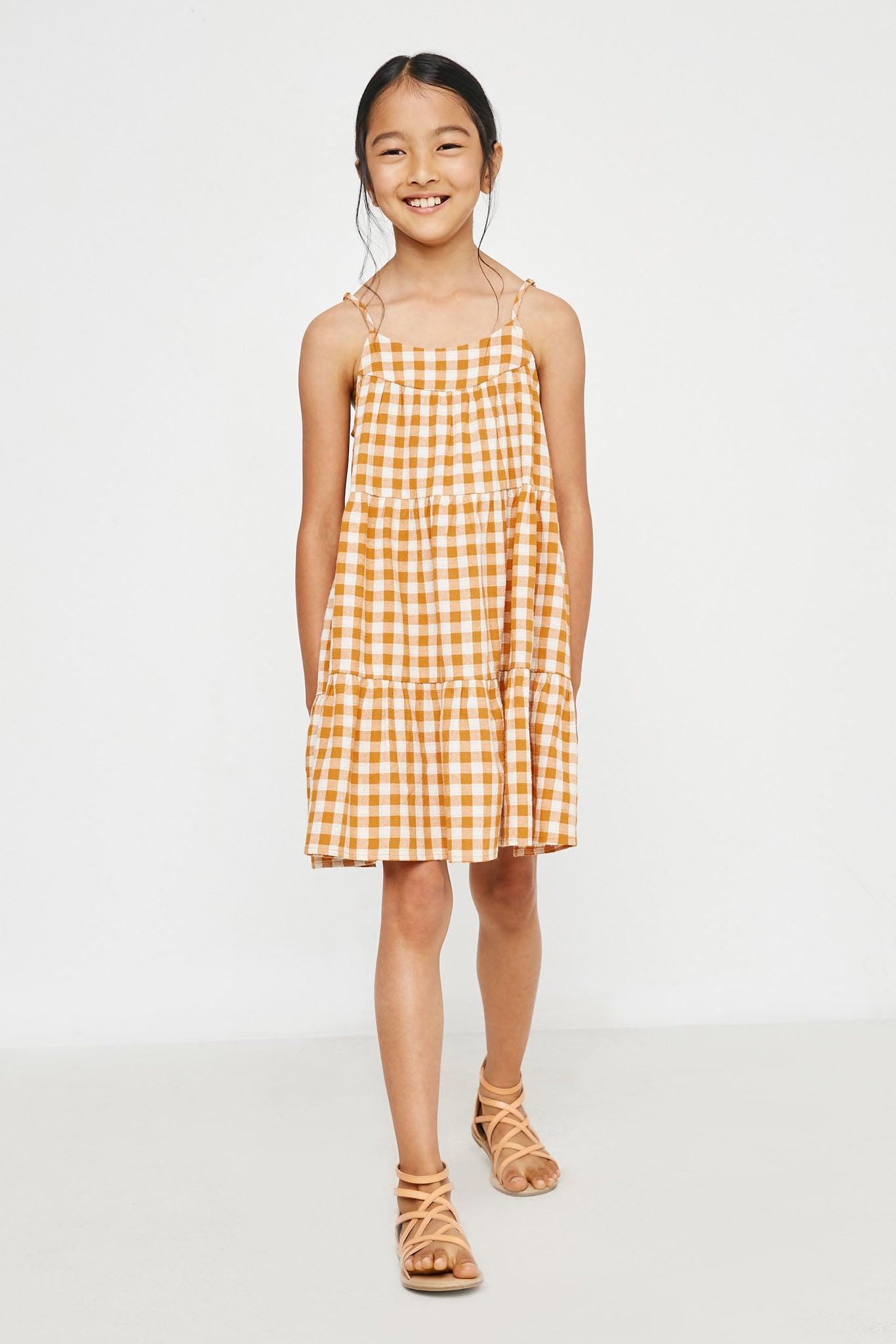 Gingham Tiered Sleeveless Dress