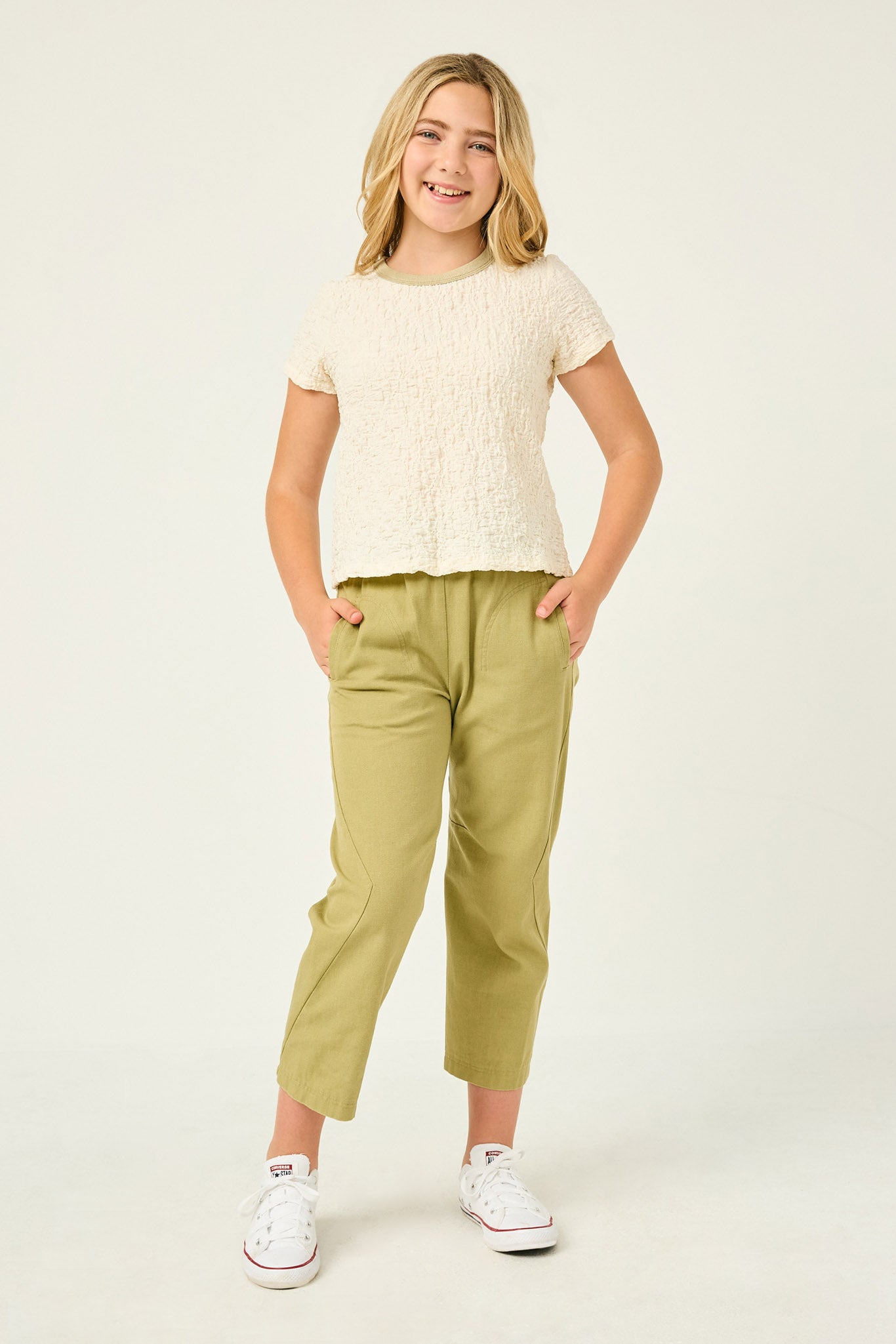 Textured Contrast Band Tee