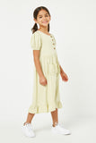 GY2966 SAGE Girls Ruffled Pocket Buttoned Dress Side