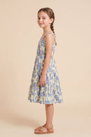 Floral Print Pleat Detail Sleeveless Poplin Dress