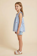 GY3004 Blue Cherry Motif Tank Side