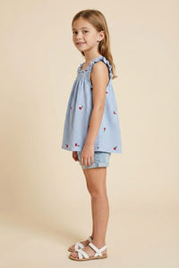 GY3004 Blue Cherry Motif Tank Side