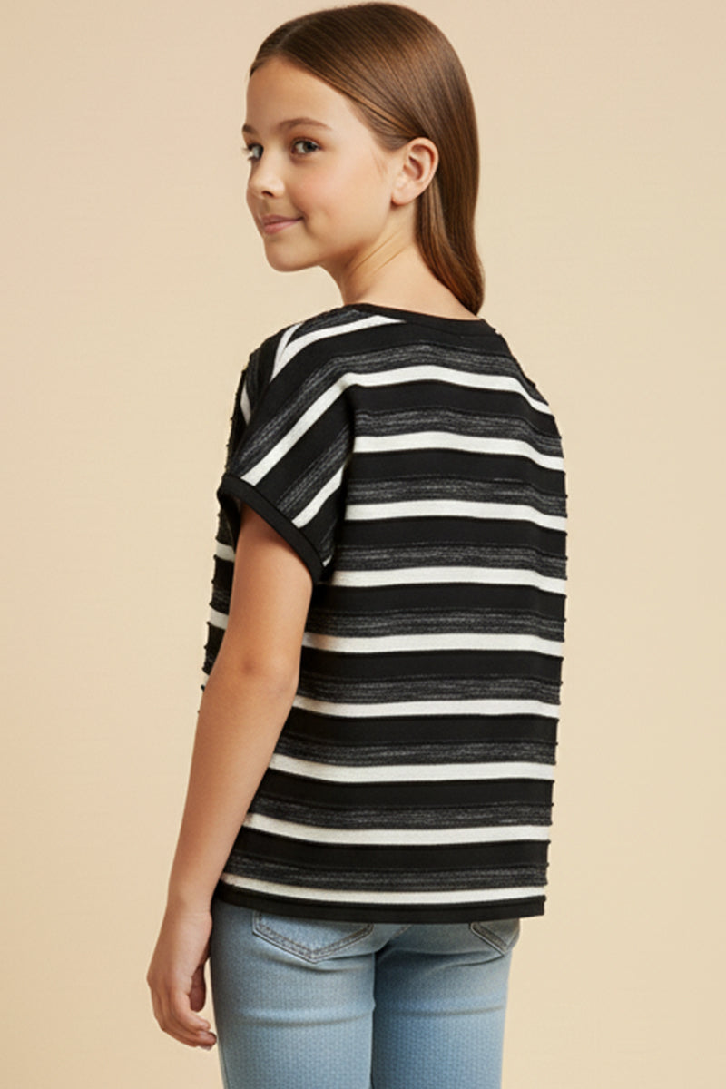 Textured Multi Stripe Knit Boxy Tank