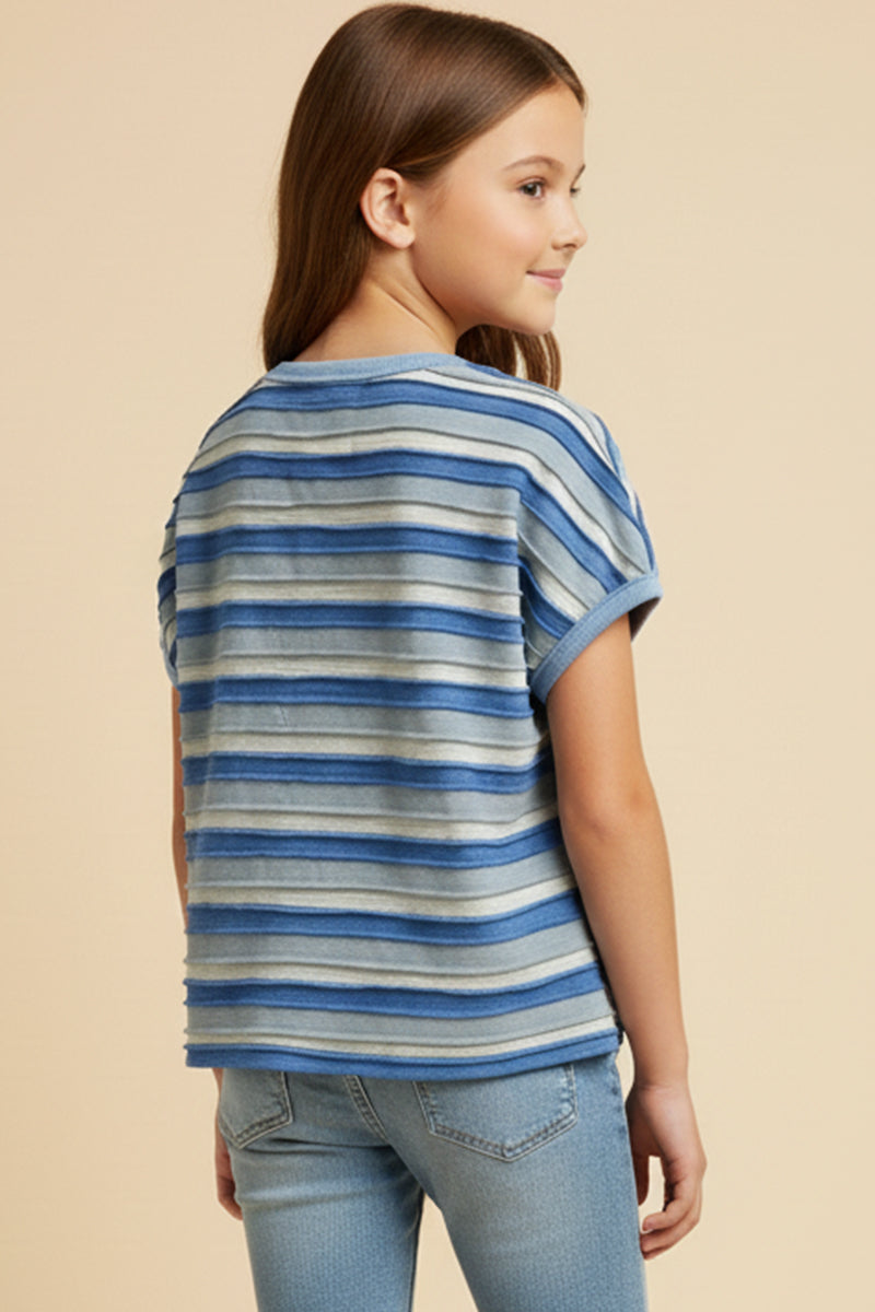 Textured Multi Stripe Knit Boxy Tank