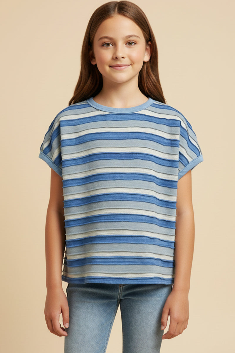 Textured Multi Stripe Knit Boxy Tank