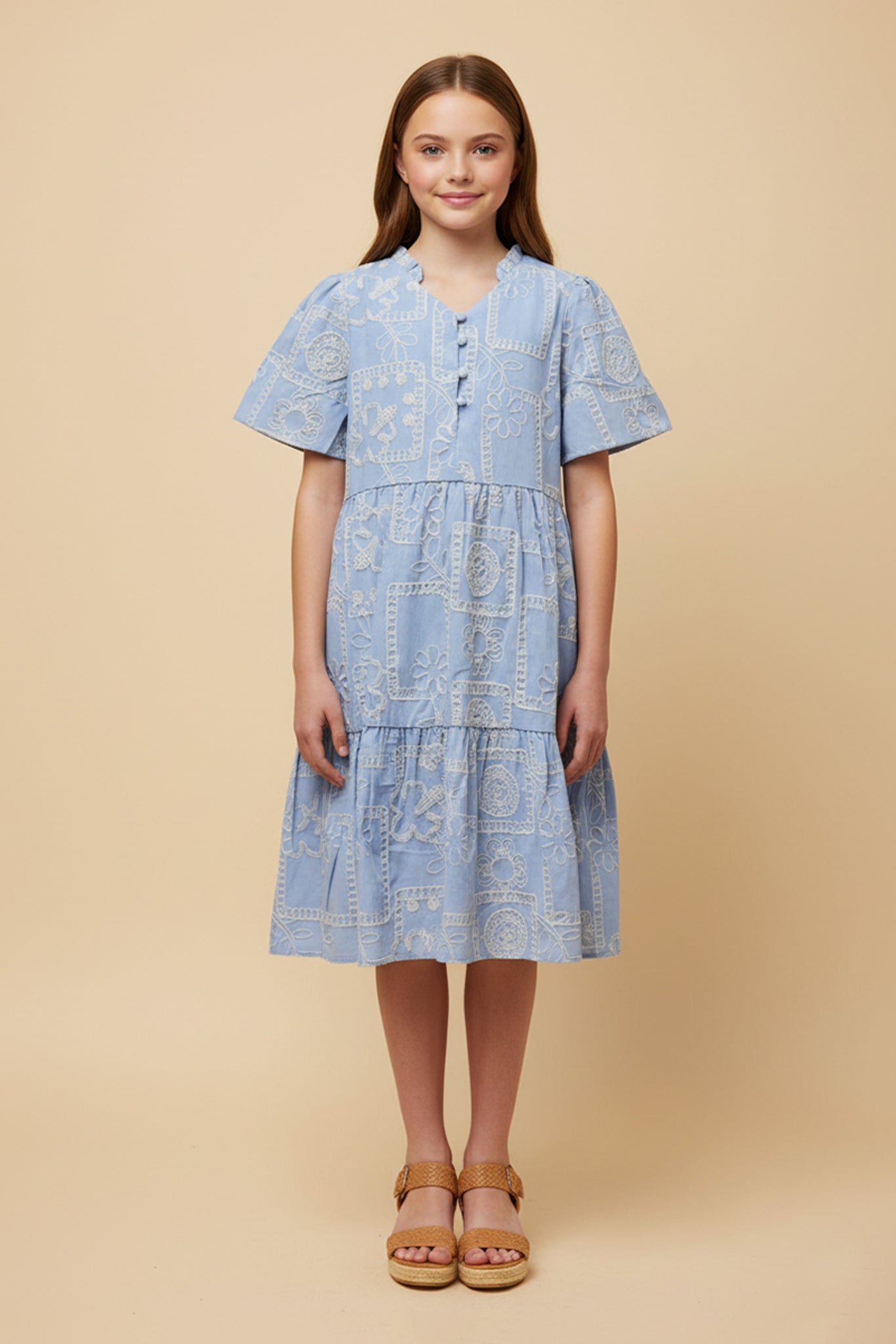 Crochet Quilted Button Detail Dress