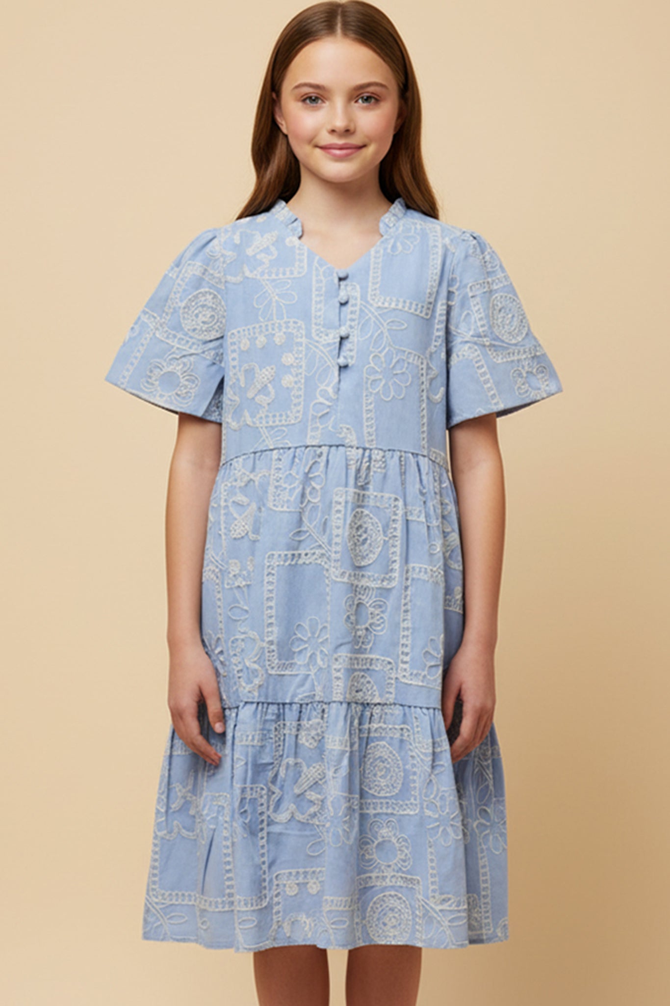Crochet Quilted Button Detail Dress