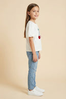 GY3025 Off White Cherry Patched Puff Sleeve Knit T Shirt Side