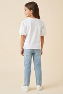GY3025 Off White Cherry Patched Puff Sleeve Knit T Shirt Back
