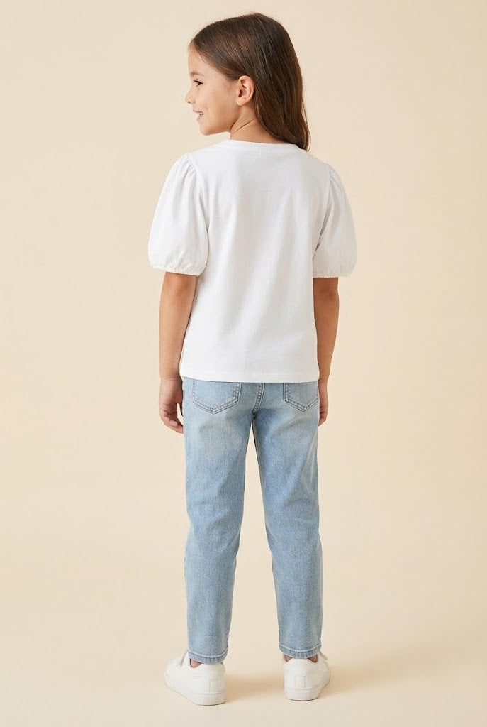 GY3025 Off White Cherry Patched Puff Sleeve Knit T Shirt Back