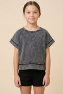 Open Tulip Back Washed Knit Tee