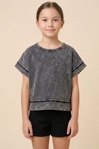 Open Tulip Back Washed Knit Tee
