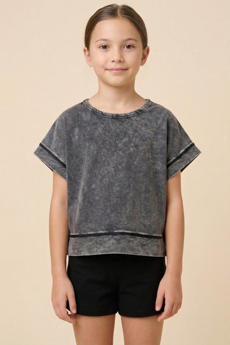 Open Tulip Back Washed Knit Tee