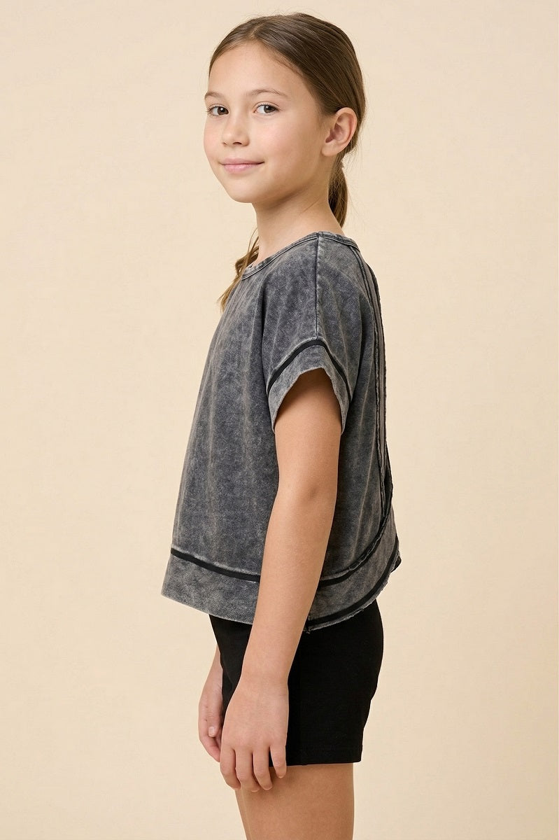Open Tulip Back Washed Knit Tee