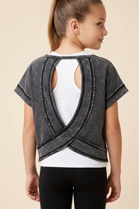 Open Tulip Back Washed Knit Tee