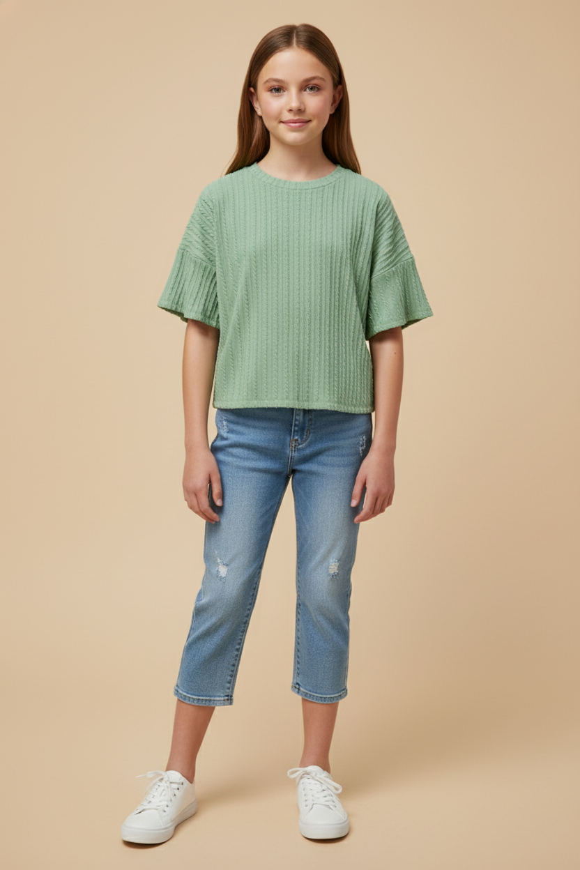 Lightweight Cable Knit T Shirt