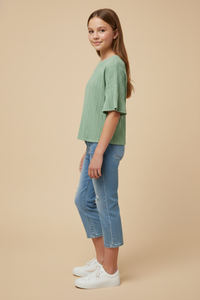 Lightweight Cable Knit T Shirt