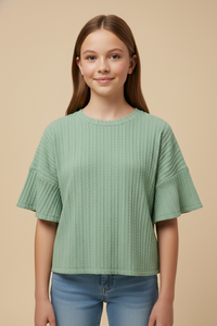 Lightweight Cable Knit T Shirt