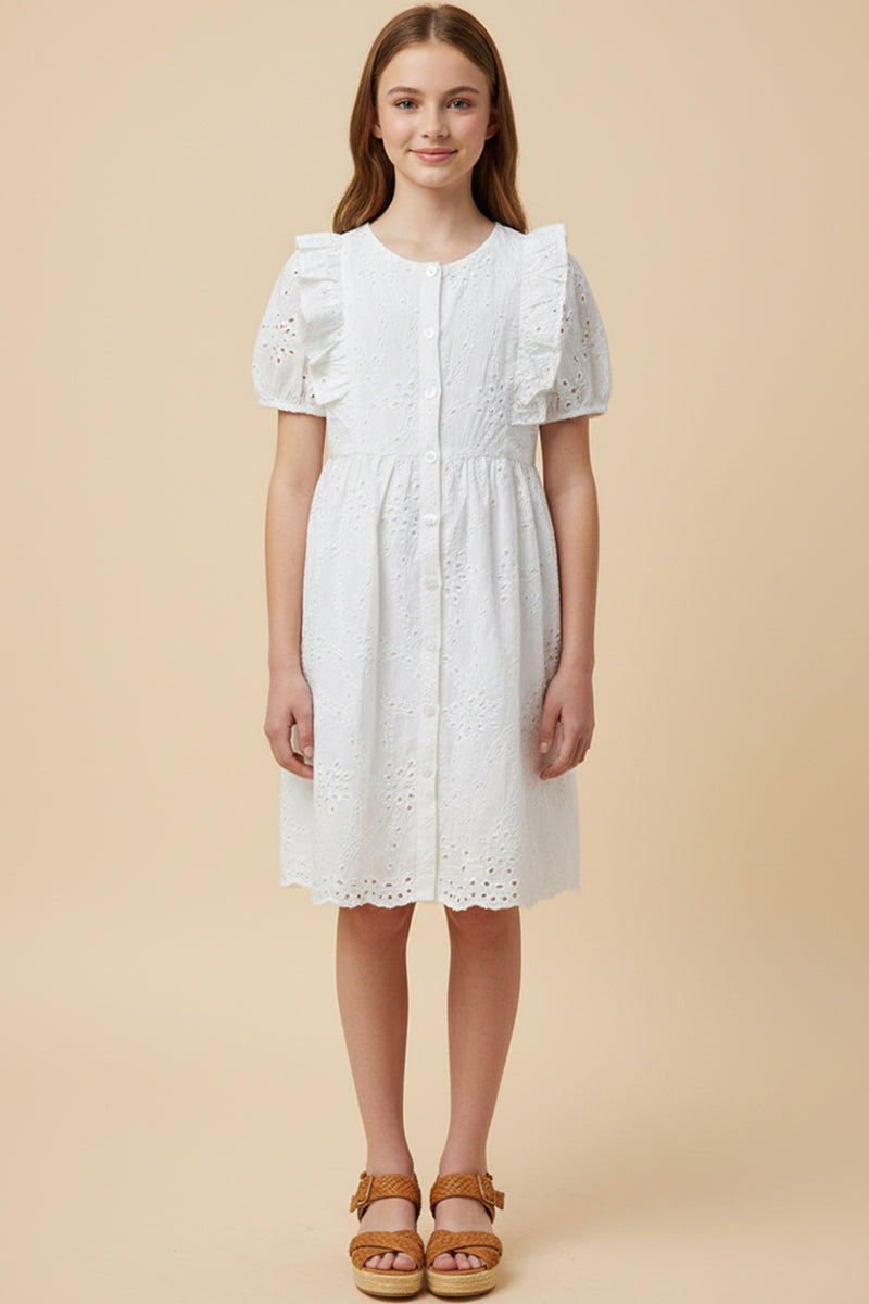 Button Down Floral Eyelet Dress