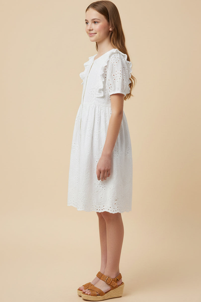 Button Down Floral Eyelet Dress