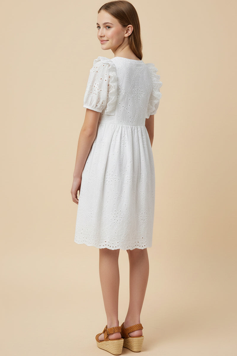 Button Down Floral Eyelet Dress