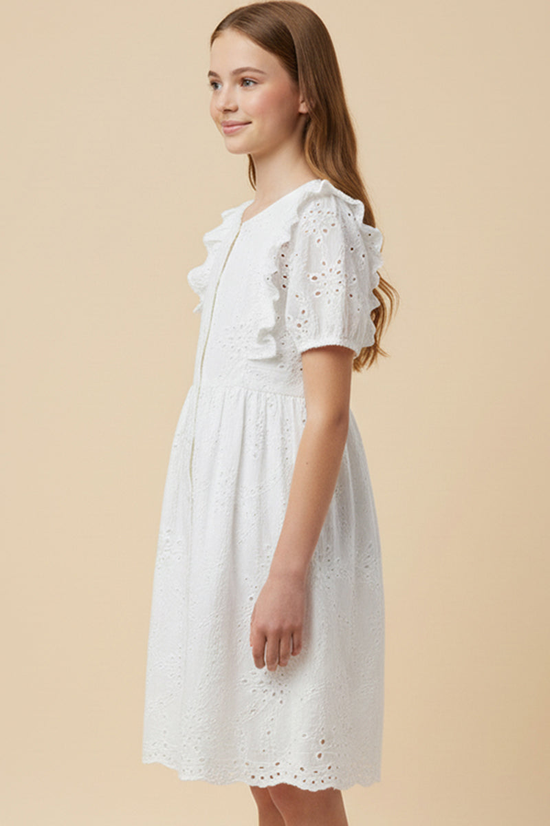 Button Down Floral Eyelet Dress