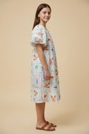 GY3070 Off White Seaside Print Dress Side