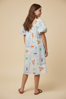 GY3070 Off White Seaside Print Dress Back