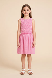 GY3090 Pink Seersucker Dress Front