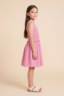 GY3090 Pink Plaid Seersucker Dress Side
