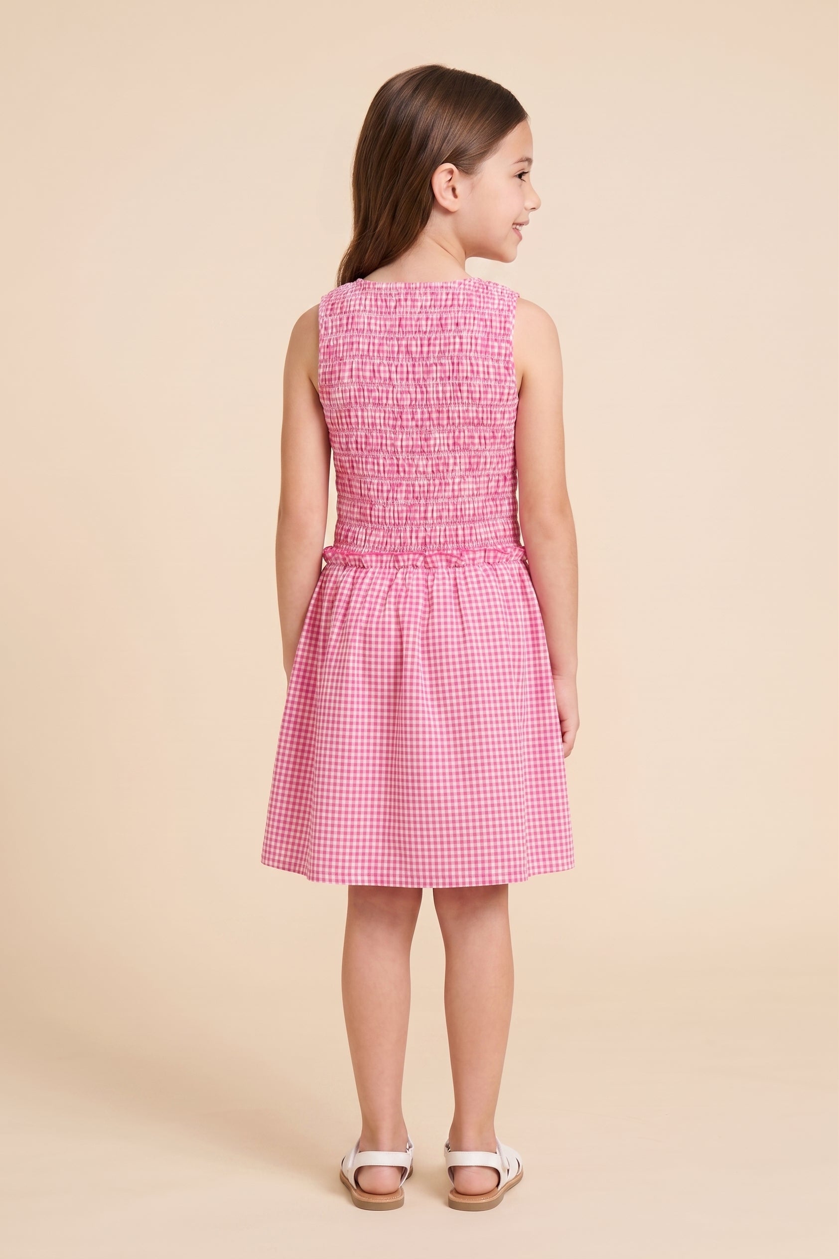 Gingham Smocked Seersucker Tank Dress