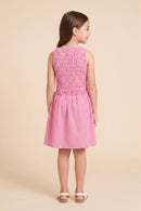 GY3090 Pink Plaid Seersucker Dress Back