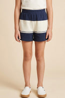 Color Block Stripe Elastic Waist Knit Shorts
