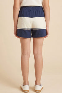 Color Block Stripe Elastic Waist Knit Shorts