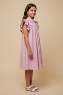 GY3136 Pink Collared Stripe Dress Side