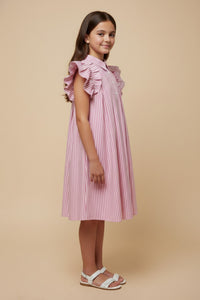 GY3136 Pink Collared Stripe Dress Side