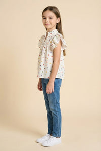 Multicolor Polka Dot Pleated Blouse