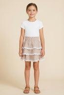 Lace Trimmed Gingham Tiered Skirt