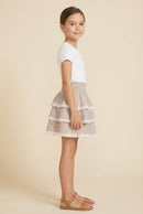 Lace Trimmed Gingham Tiered Skirt