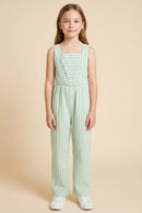 Striped Sleeveless Straight Leg Jumpsuit