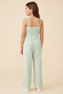 Striped Sleeveless Straight Leg Jumpsuit