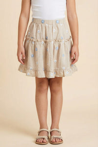 Floral Embroidered Tiered Skirt