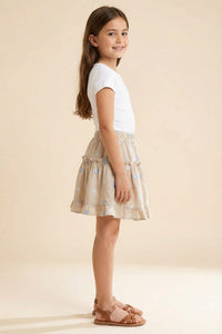 Floral Embroidered Tiered Skirt