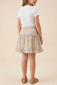 Floral Embroidered Tiered Skirt