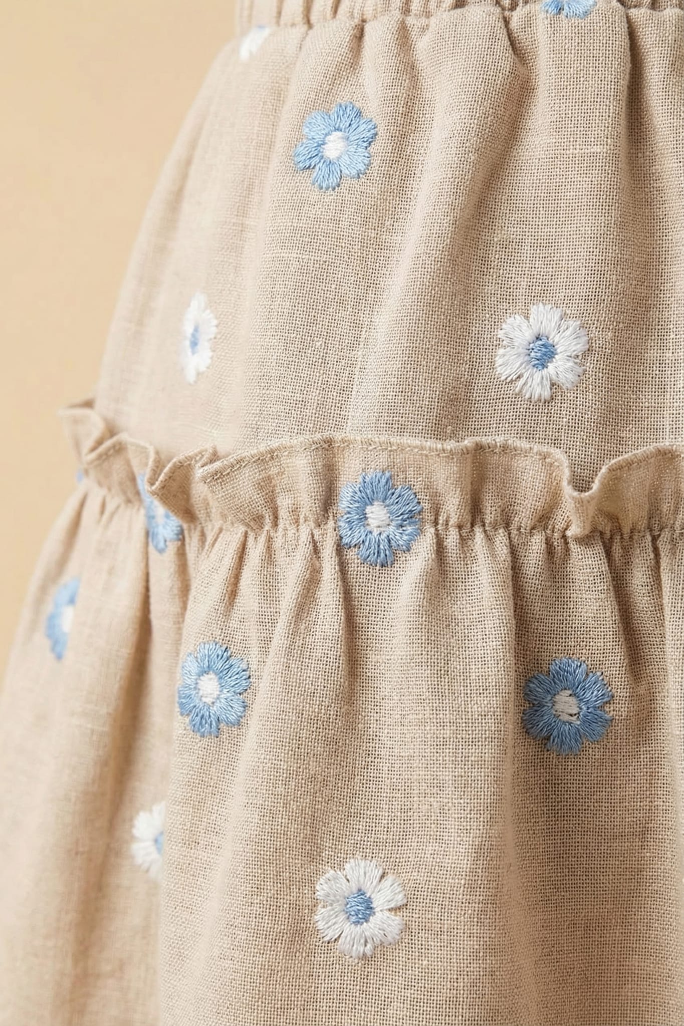 Floral Embroidered Tiered Skirt