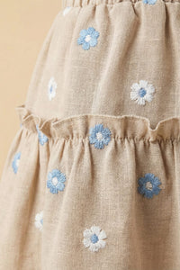 Floral Embroidered Tiered Skirt