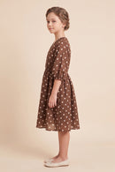 Smocked Neckline Polka Dot Dolman Dress